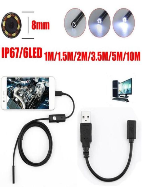 

aqkey 8mm lens 720p 6led android usb endoscope camera flexible snake usb pipe inspection smart phone borescope camera30211955077708