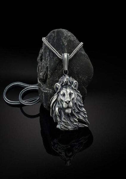 

men039s windward plush lion pendant animal necklace punk hip hop chain251a9253839, Silver