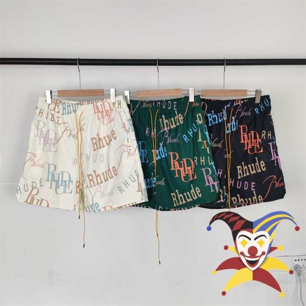

men's shorts thin rhude type shorts men women full print beach briefs inside mesh with tags, White;black