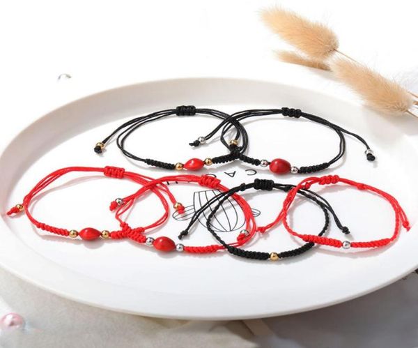 

link chain simple lovers lucky wish red bean rope bracelet for women handmade black string bracelets couples party jewelry gift f7597386
