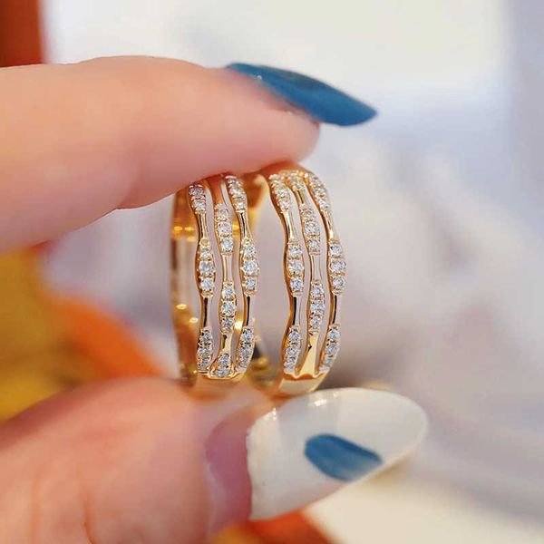 

band rings huitan modern design women rings three lines hollow band delicate female finger accessories good quality wedding bands jewelry aa, Silver