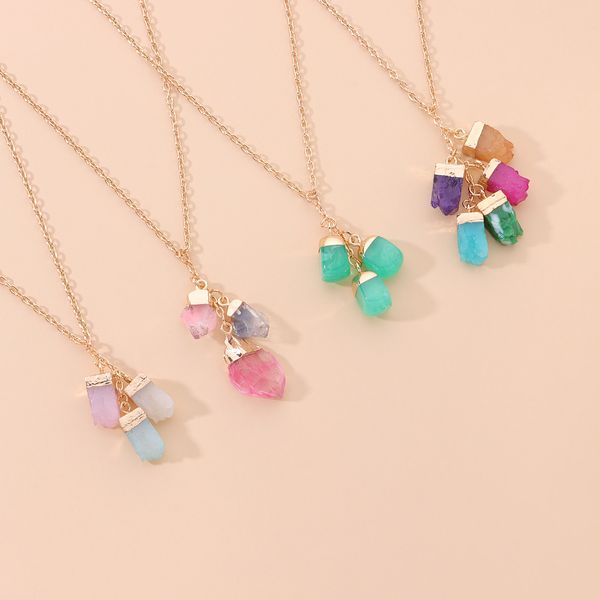 

designer jewelry fashion color crystal gem pendant necklace, punk exaggerated trend of the necklace hand-made necklace pendant necklace tren, Silver