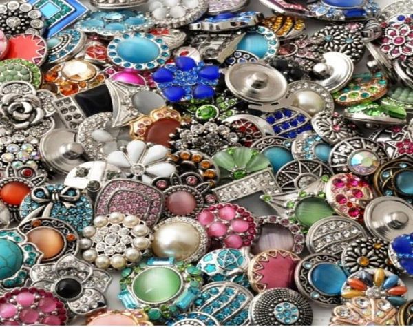 

fashion 50pcslot mix many rhinestone styles metal clasps charm 18mm snap button bracelet for women diy jewelry gifts4787643