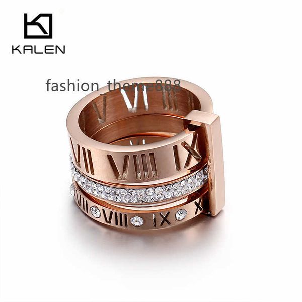 

rhinestone rings for women stainless steel rose gold roman numerals finger rings femme wedding engagement rings jewelry, Silver
