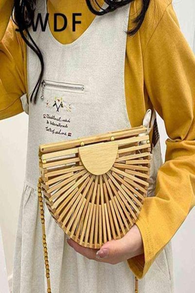 

designer summer luxury handbag for women shoulder bag semicircle bamboo woven beach bag mobile phone wallet 22042742968073371591