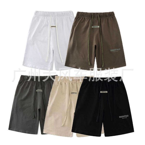 

men's shorts fashion ess designer pants trendy brand ess double line fog letter reflective capris men's and women's beach, White;black