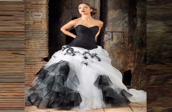 

black and white gothic wedding dresses ball gown sweetheart pleats puffy vintage 50s bridal dress colorful wedding gowns2650494