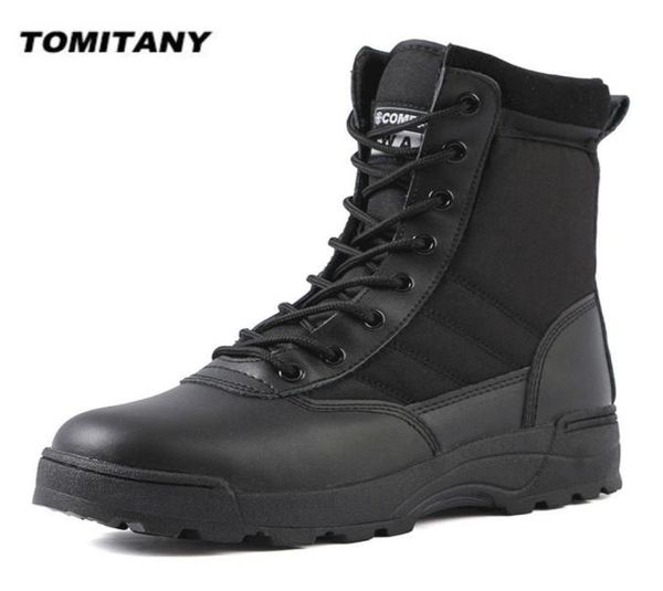 

tactical military boots men special force desert combat army outdoor hiking ankle shoes work safty 2110239771986, Black
