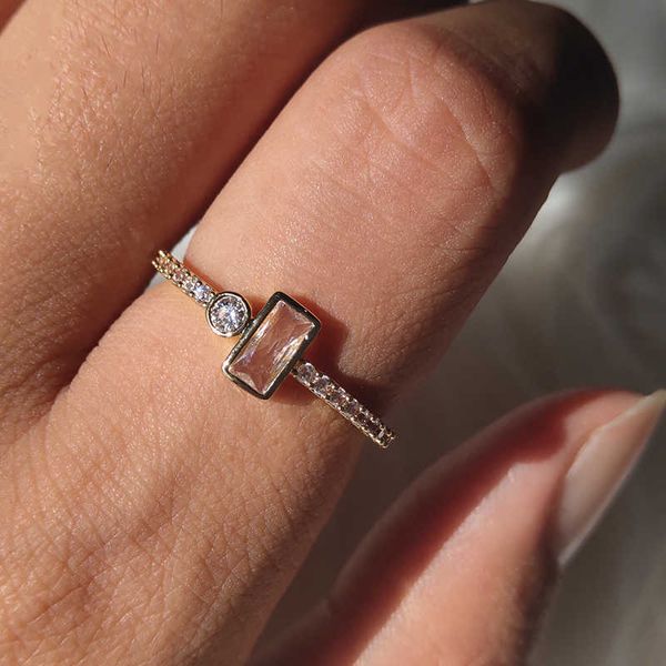 

band rings simple cubic zirconia finger rings geometric gold color rings for women classic wedding anniversary jewelry gifts aa230529, Silver