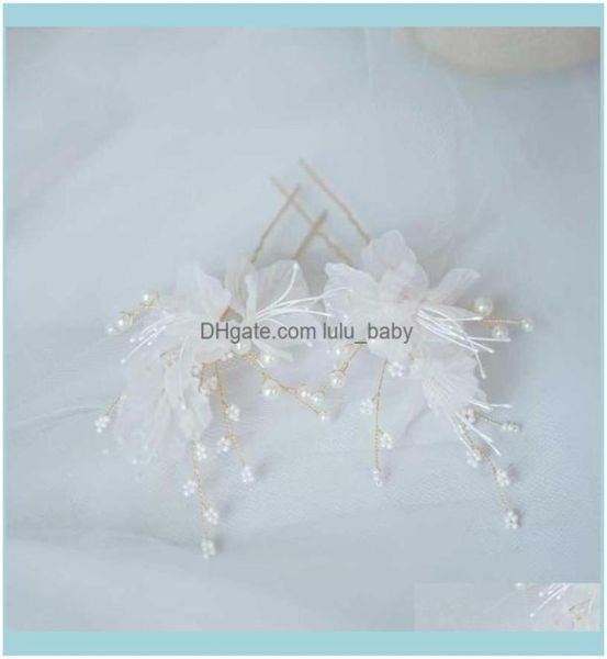 

hair jewelryyarn flower pins bridal clips pearls wedding jewelry piece handmade women aessories hairpins drop delivery 2021 9lqwd5233337, Slivery;golden