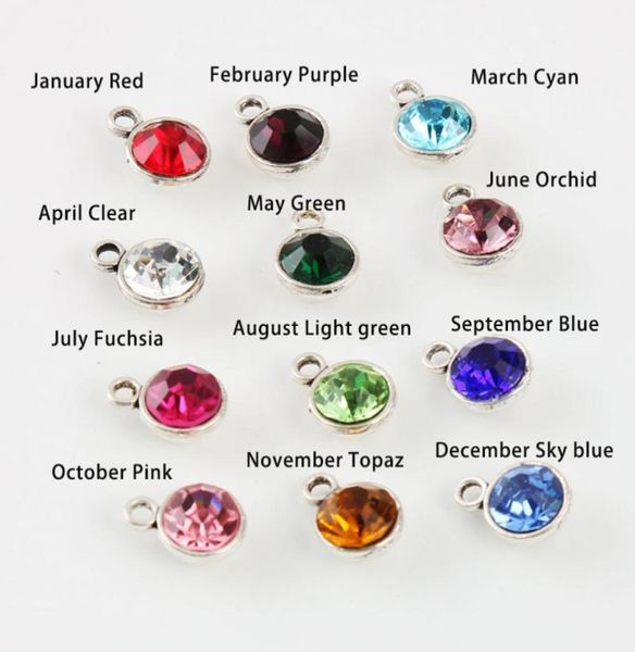 

fashion 12 month birthstone charms crystal bangle charms vintage alloy jewelry making finding accessories aac7337389938, Bronze;silver