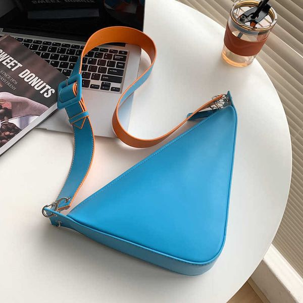 

niche design wide shoulder strap women s bag candy colored crossbody triangle chest texture underarm handbag 230529