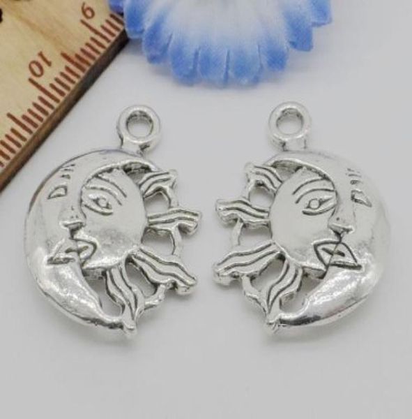 

ship 50pcs antique silver sun and moon charms pendant for jewelry making 27x20mm6058571, Bronze;silver