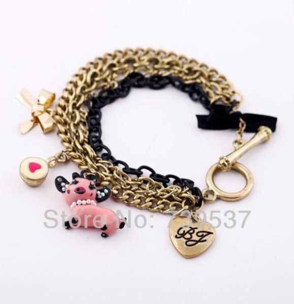 

charm bracelets 2021 design many chain resin bracelet trending animal lovely pig pendant romantic jewellry6318955, Golden;silver