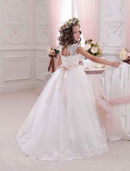 

wedding lace first communion girl dresses cap sleeve long kids prom dress evening gown flower girl dresses for wedding ytz2362237938, White;blue