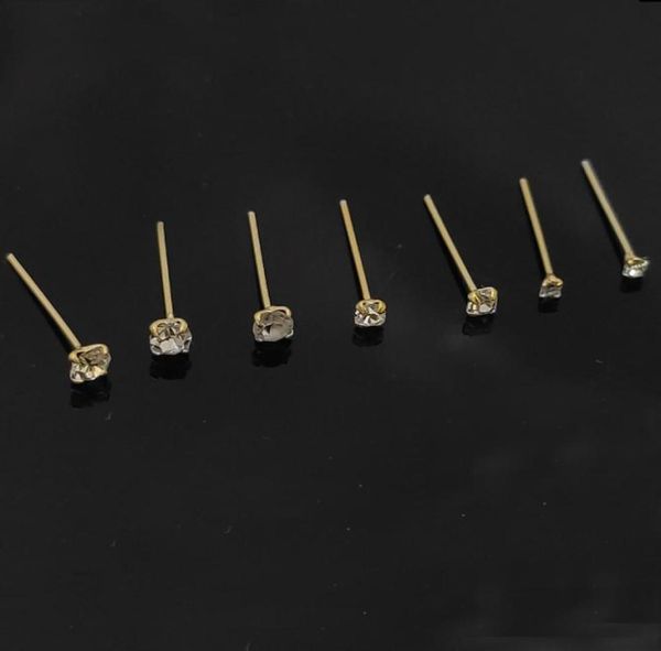 

925 sterling silver stud clear crystal pin piercing nose jewelry 36pcspack8551061