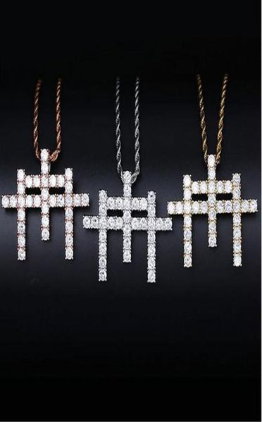 

14k gold ins gunna style m shape cross pendant necklace micro pave cubic zirconia diamonds bling bling pendant with 24inch rope ch3183547, Silver