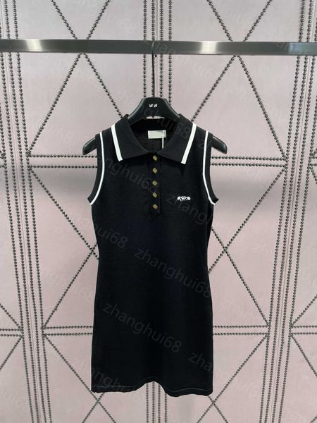 

23ss womens designer clothing women dresses summer dress new color patchwork embroidered logo gold button lapel polo short-sleeved dress wom, Black;gray