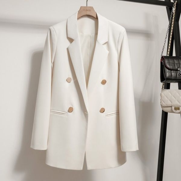 

c5610 spring autumn women's casual blazer coat double breasted lapel collar long sleeve outerwear ol blazer coats jacket, Black;brown