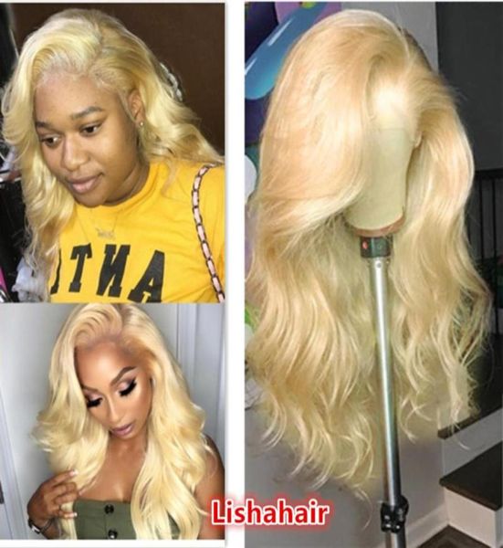 

lace front human hair wigs 613 full lace wigs with hairline blonde body wave brazilian remy hair wigs with baby hair25294971074085, Black;brown