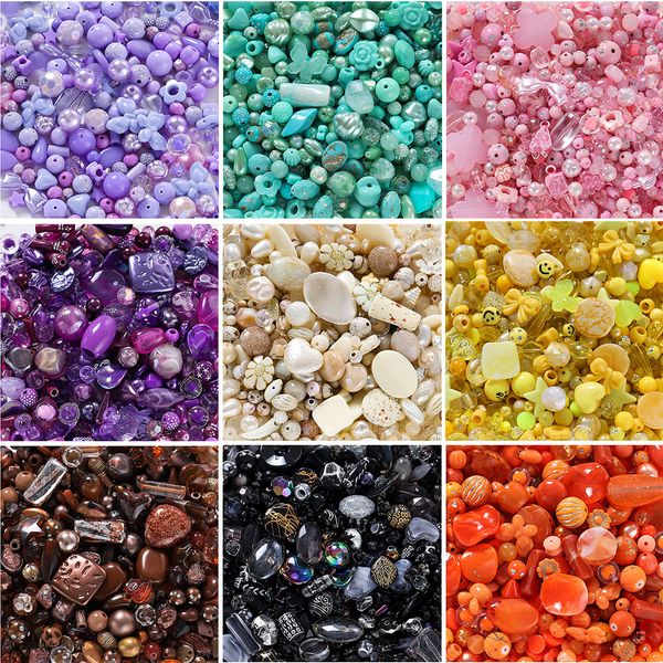 

200g acrylic mixed bead loose bead children's jewelry hair phone chain accessories, Bronze;silver
