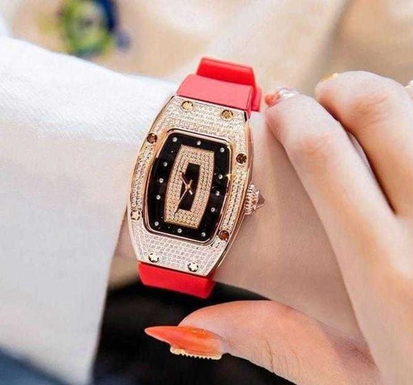 

high-quality new automatic mechanical wrist watches luxury and nice personalized women's versatile diamond inlaid fashion summer rm007, Slivery;brown