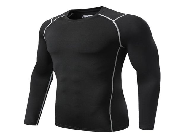 

workout shirt men compression quick dry running t shirt fitness gym long sleeve tight sport for mens training shirts229m6517646, Black;blue