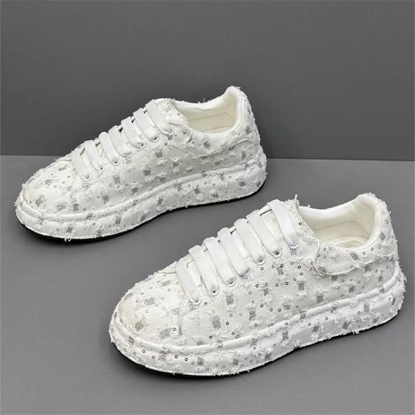

new fashion men embroidery canvas glitter loafers mens casual oxford shoes wedding groom driving homecoming business footwear, Black