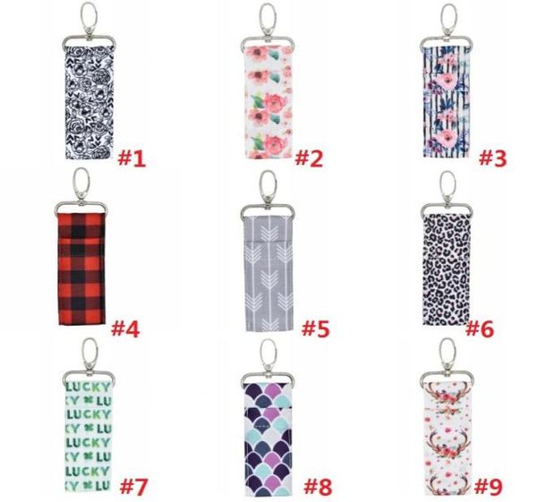 

women lipstick holder cross ripple colorful printed patterns chapstick lipstick holder lip balm keys rings pouch keychain bags9054926
