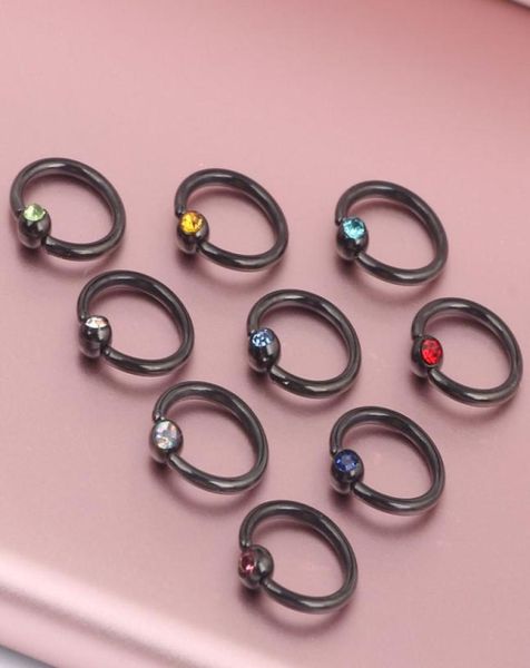

black cbr steel captive ball bead hoop cartilage septum ring piercing with 10 color body jewelry piercing nose9403227, Silver