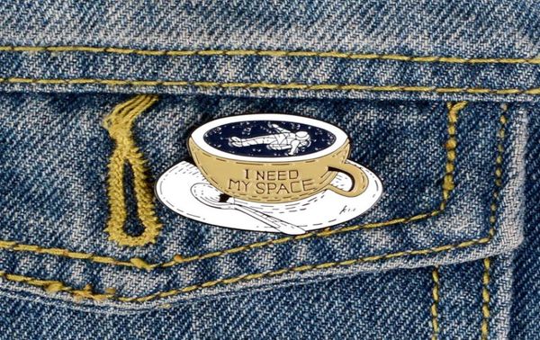 

a set of cups drinking coffee cute brooch sentence written on the cup an astronaut039s lying in cup fashion gift for friends8345674, Gray