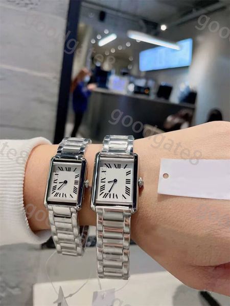 

tank stainless steel quartz movement watch luxury watches fashionable gift for girlfriend montres dame with blue steel pointer watch europea, Slivery;brown