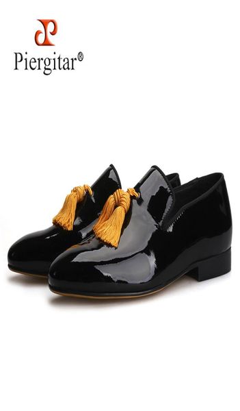 

piergitar black colors patent leather men tassel shoes men039s loafers party and wedding men dress shoes smoking slippers7454950