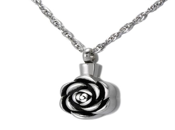 

cremation jewelry rose urn necklace for ashes keepsake memorial pendant locket stainless steel waterproof remembrance necklace24781212779, Silver