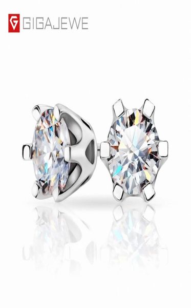 

gigajewe christmas gift ef total 1ct round cut stud earrings diamond test passed moissanite 18k white gold plated 925 silver earri9945528, Golden;silver