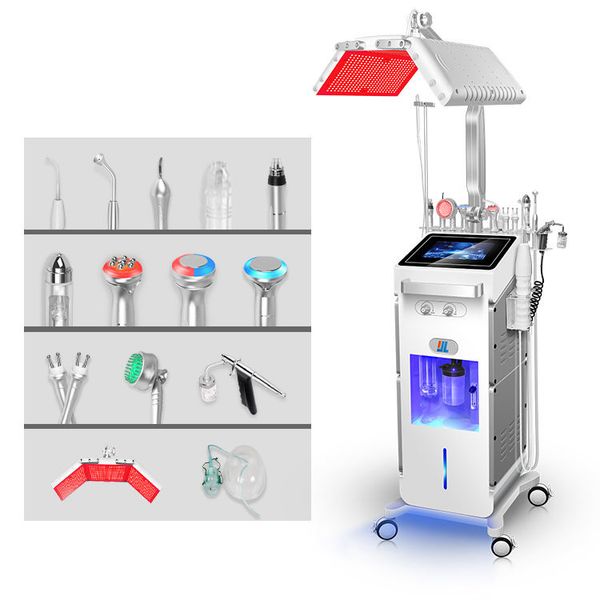 

2023 14 in 1 water oxygen jet aqua peel facial machine with pn led light therapy