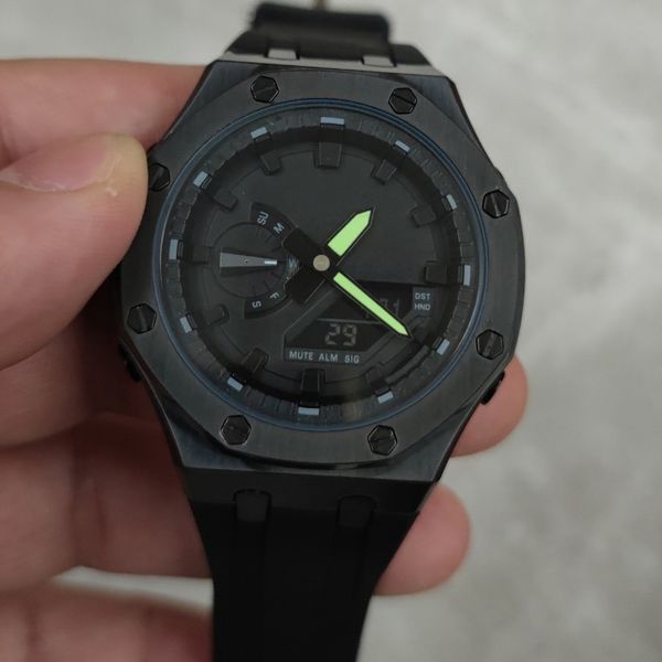 

mens sport watch luxury montre de luxe fashion wristwatches quartz movement black face orologi da uomo di lusso with box, Slivery;brown