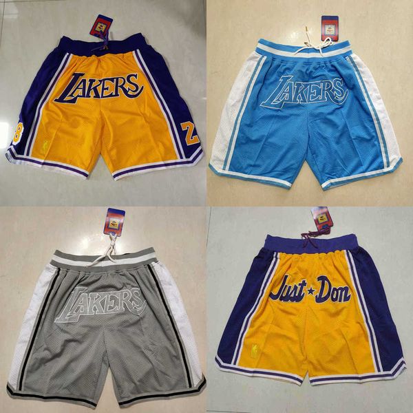 

los angeles''lakers''men throwback basketball shorts pocket purple, Black