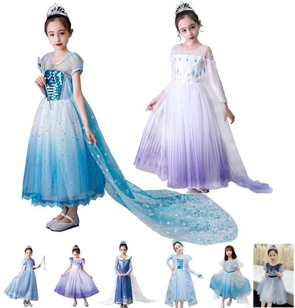 

girl039s dresses elza 2 dress girl snow queen costume role play ana princess fancy sequins gowns vestido kids party cosplay8843194, Red;yellow