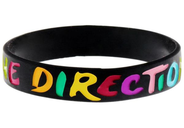 

new 2014 fashion designer promotion black silicone wristband one direction bracelets bangles whole men jewelry5949468, Golden;silver