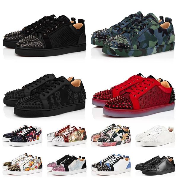 

designer mens low dress casual shoes sneakers fashion black white camo green glitter grey pink leather suede men women spikes trainers sport