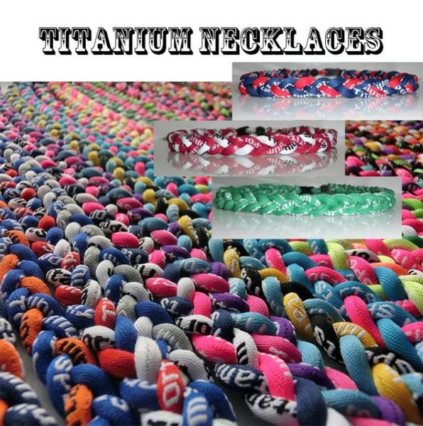 

new titanium braided 3 ropes tornado necklaces for sports football baseballsport titanium necklaces3669910, Golden;silver