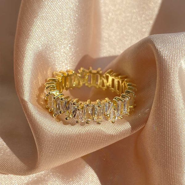 

band rings fashion golden color ring geometry irregular white zircon crystal rings for woman's party wedding korean style jewelry aa230, Silver