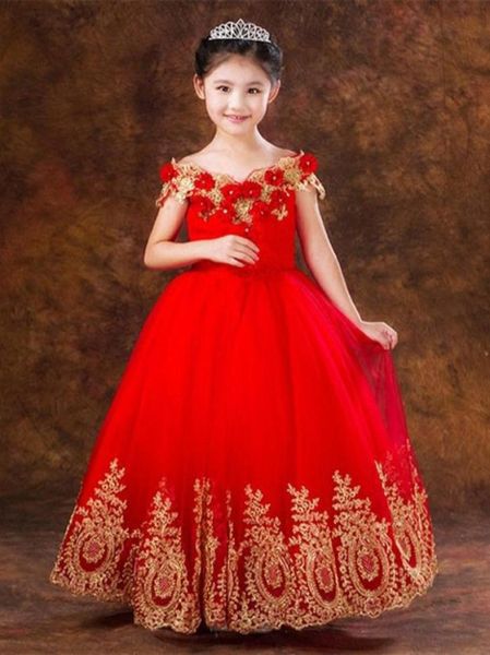 

girl039s dresses flower girls sheer neck hand made flowers kids formal wear hi lo satin girl dress for wedding5769159, Red;yellow