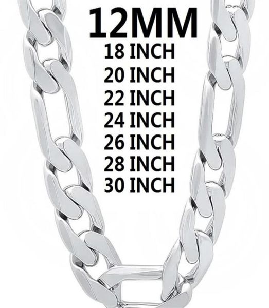 

solid 925 sterling silver necklace for men classic 12mm cuban chain 1830 inches charm fashion jewelry wedding 2202098255402