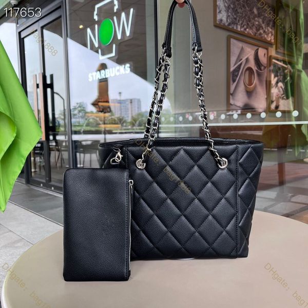 

luxury designer women's bag 23c new shopping bags classic diamond pattern caviar pattern leather tote bag fashion woven chain one shoul
