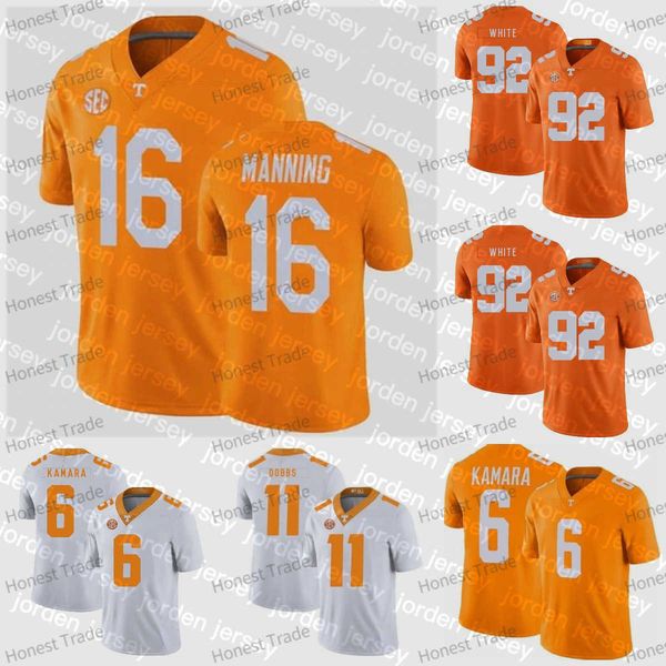 

college football custom tennessee volunteers football jersey ain kamara 16 peyton manning 11 joshua dobbs jason witten, Black