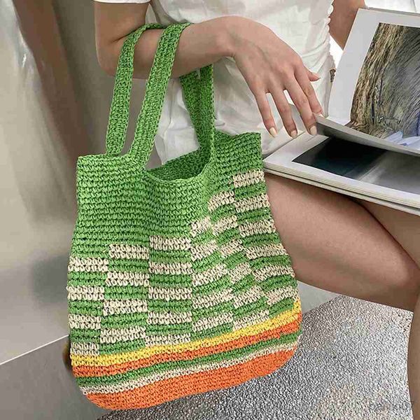 

other bags fashion plaid straw women shoulder bag rattan bags summer beach handbags designer bag woven tote bags for women 2023, Black;red