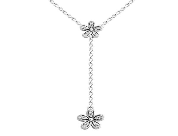 

dazzling daisies pendants necklaces for women clear cz 925 sterling silver jewelry spring flowers statement chains2802216