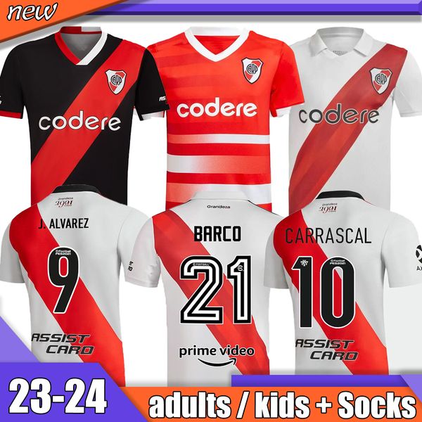 

23 24 carrascal river plate home soccer jerseys 3rd 120th camiseta perez romero de la cruz 2023 2024 third away football shirt concept men k, Black;yellow